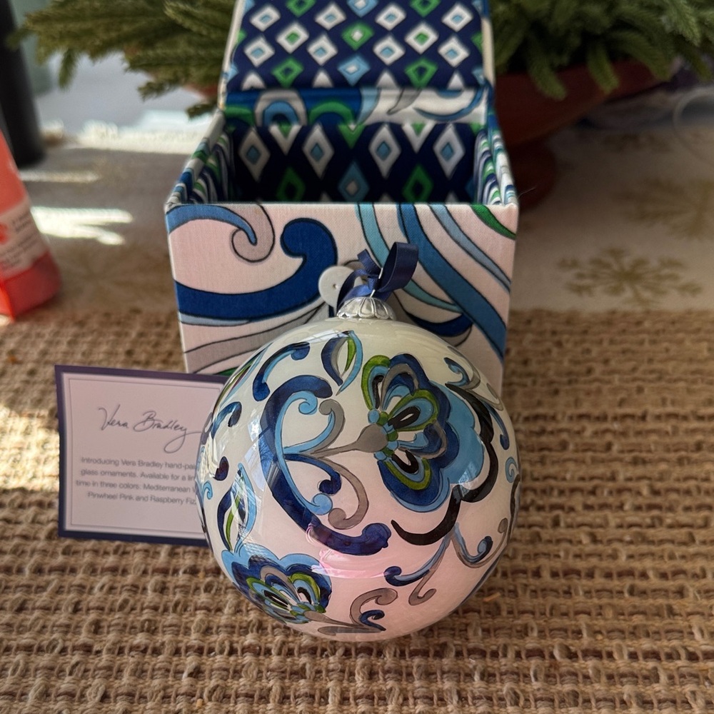 Vera Bradley Mediterranean White Ornament with box